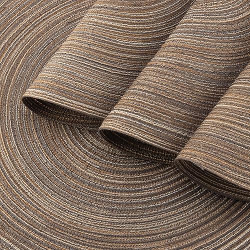 Miniatura 4 de Winknowl Juego de 4 manteles individuales redondos trenzados, lavables, tejidos resistentes al calor, para mesas de cocina, comedor, manteles