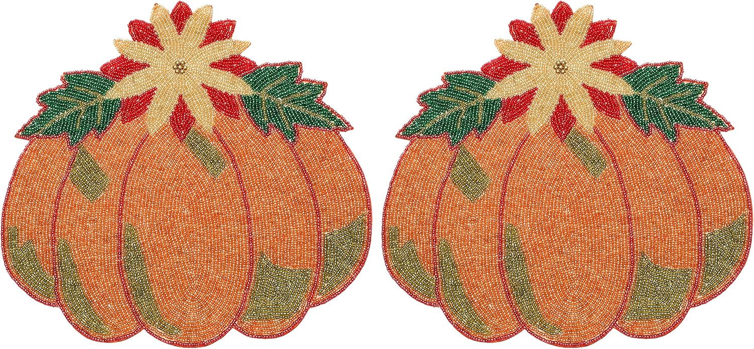 Super Cheap 🛒 Pumpkin Design Beaded Placemat Set of 2, Beaded Charger Placemat - Multi Color - 13 Inch Round - Decorative Placemats for Family Gatherings, Parties and Occations - Hand Mande by Skilled Artisans Best Quality 🔥 Pumpkin Design Beaded Placemat Set of 2, Beaded Charger Placemat - Multi Color - 13 Inch Round - Decorative Placemats for Family Gatherings, Parties and Occations - Hand Mande by Skilled Artisans
