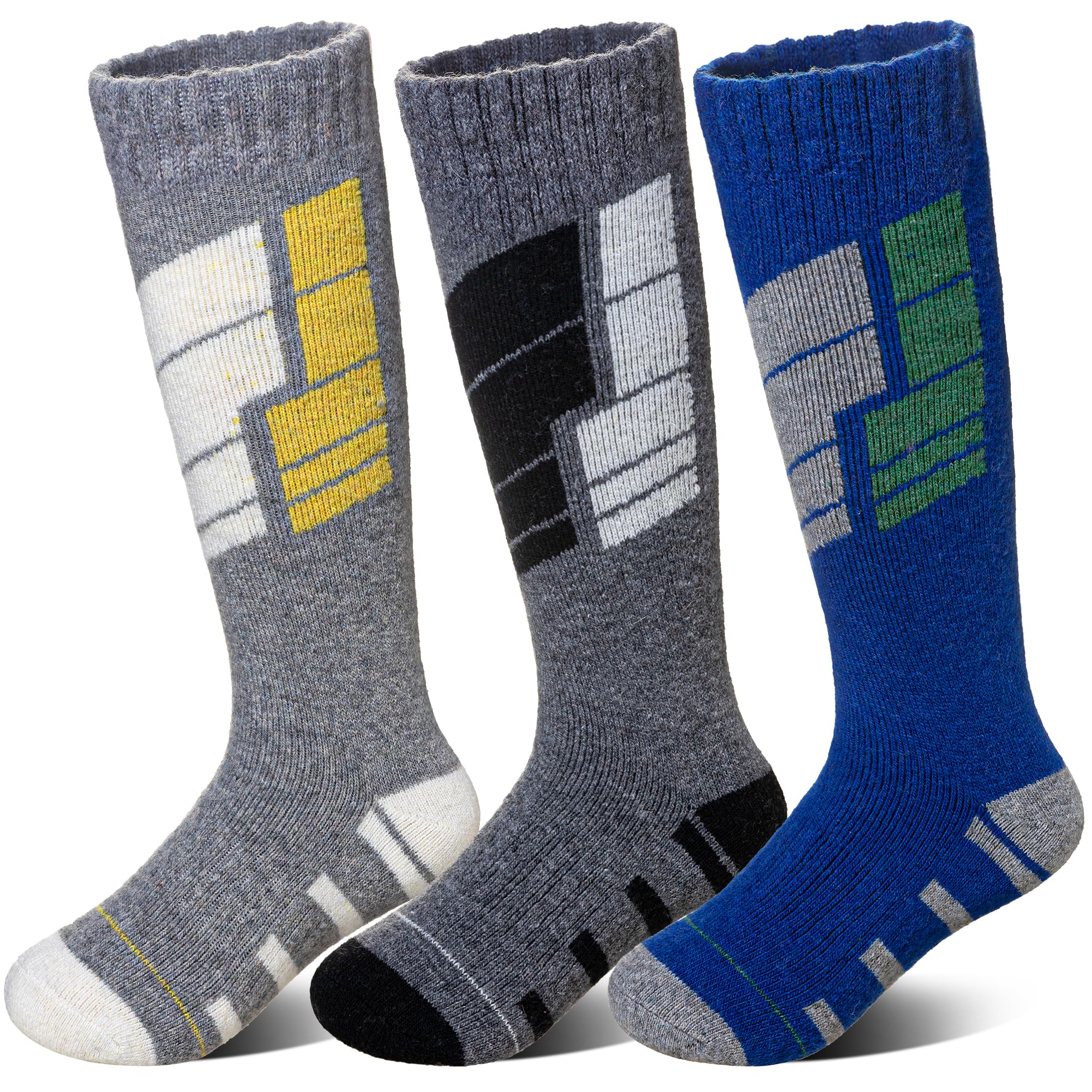 SeeyAN Kids Merino Wool Ski Socks Boys Girls Thermal Warm Boot Thick Winter 3 Pairs Cozy Socks For Skiing &amp; Snowboarding