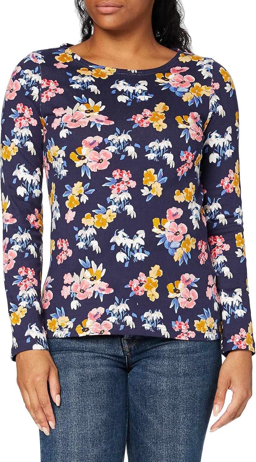 Joules Women's Harbour Print Long Sleeve Jersey Top, Navy Floral
