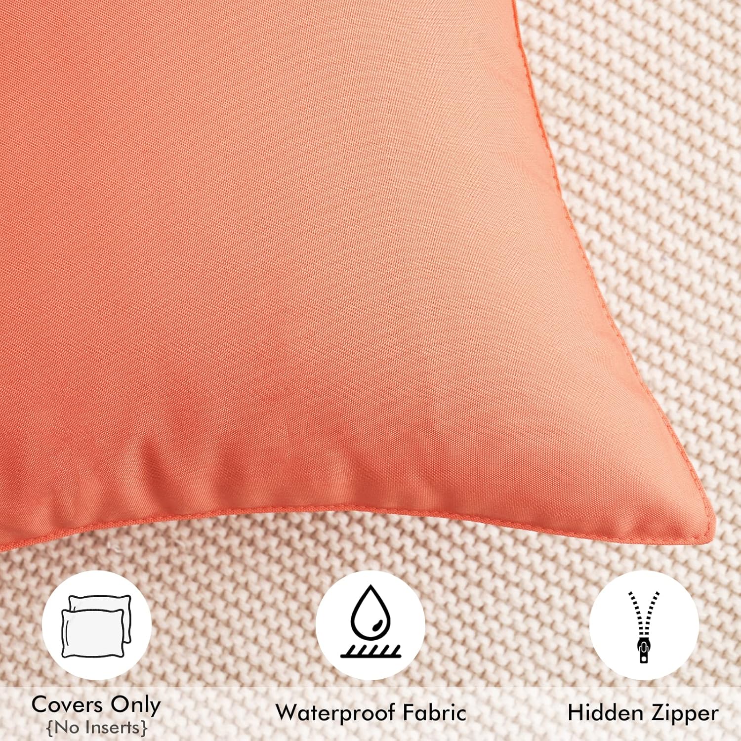 MIULEE Pack of 4 Decorative Outdoor Waterproof Summer Pillow Covers Square Garden Cushion Cases PU Coating Throw Pillow Cover Shell for Tent Park Couch 20x20 Inch Coral Red