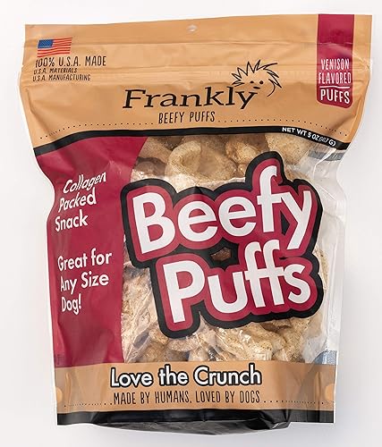Frankly Venison Beefy Puffs 100 % hecho en Estados Unidos, paquete de 5 onzas