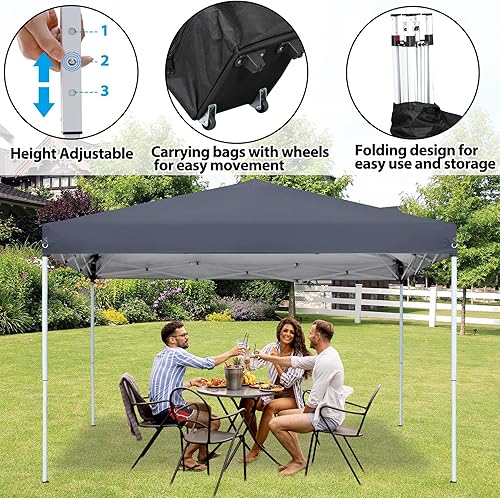 Miniatura 3 de Smartxchoices Tienda de campaña desplegable de 10 x 10 pies, toldo plegable instantáneo para exteriores con bolsa de transporte con ruedas, 4