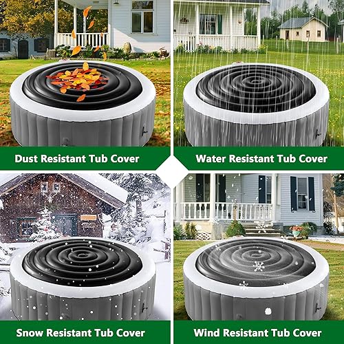 Vista 20 de Tlswshsy Cubierta inflable para bañera de hidromasaje de 5.4 pies, tapa de ahorro de energía para bañera de hidromasaje redonda, cubierta protectora