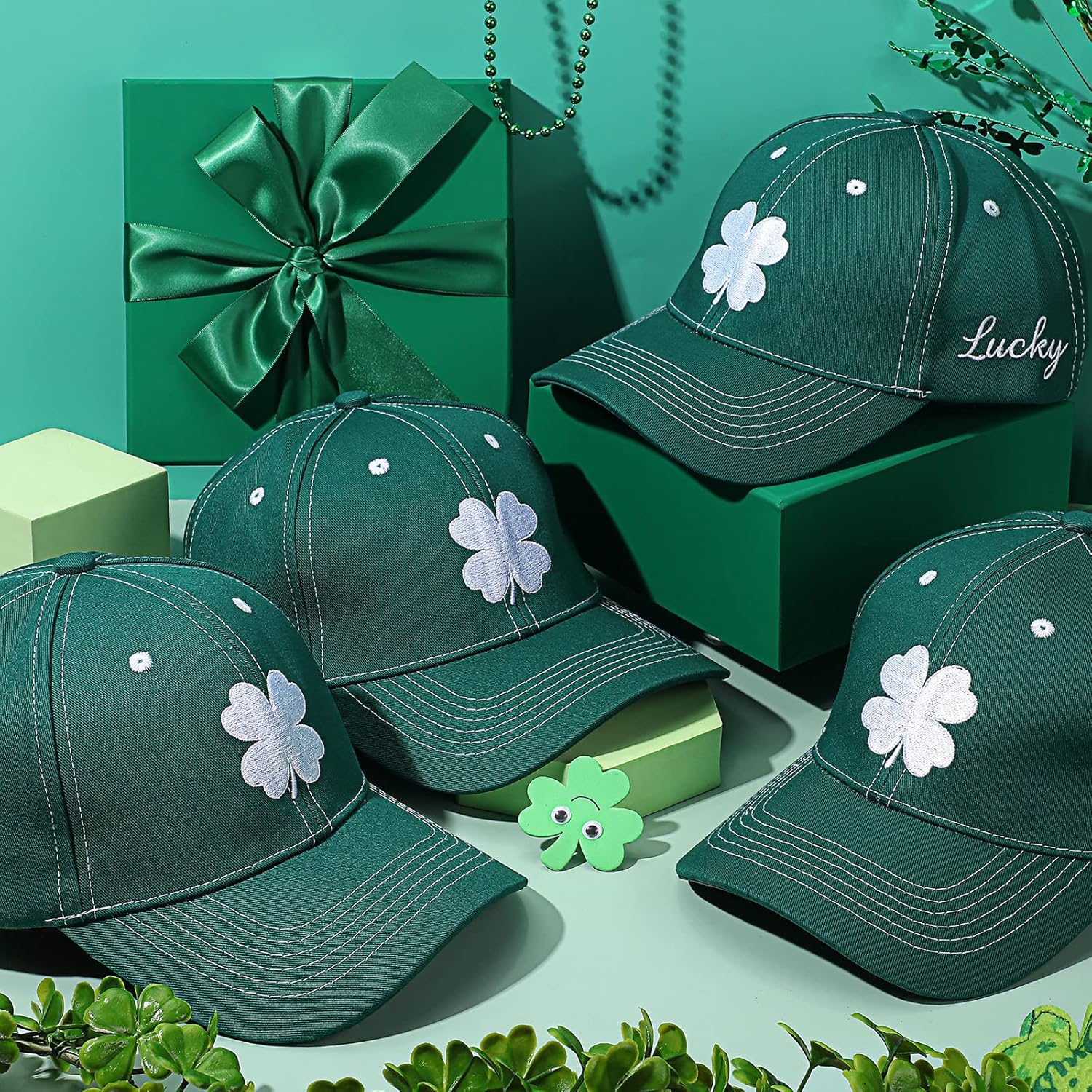 Tigeen 4 Pcs St. Patrick's Day Baseball Hat Shamrock Baseball Cap Irish Hat Clover Embroidered Irish Gifts for Men Women - Image 2