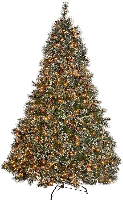 9 Foot Prelit Christmas Tree Snow Flocked Artificial Full