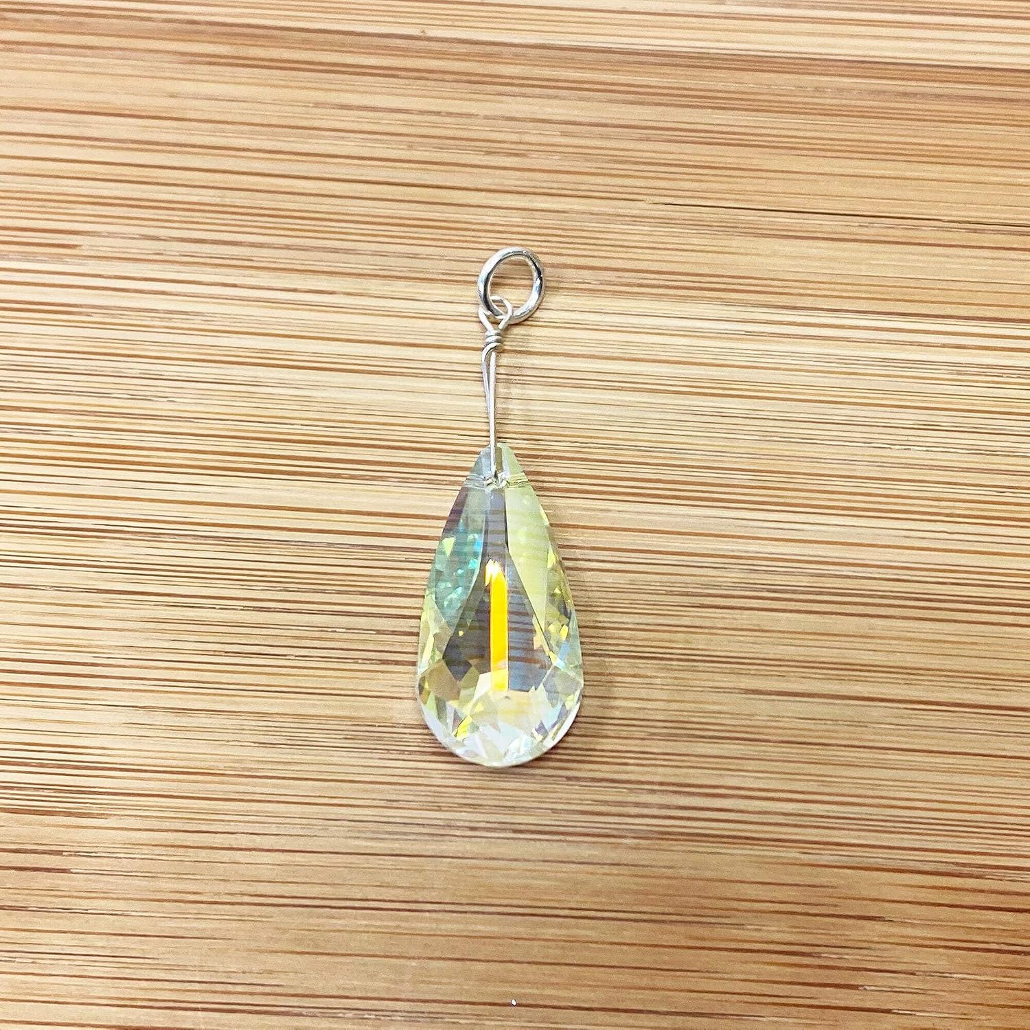 Gem Avenue .925 Sterling Silver Pendant with Teardrop Shape Austrian Crystals Clear AB