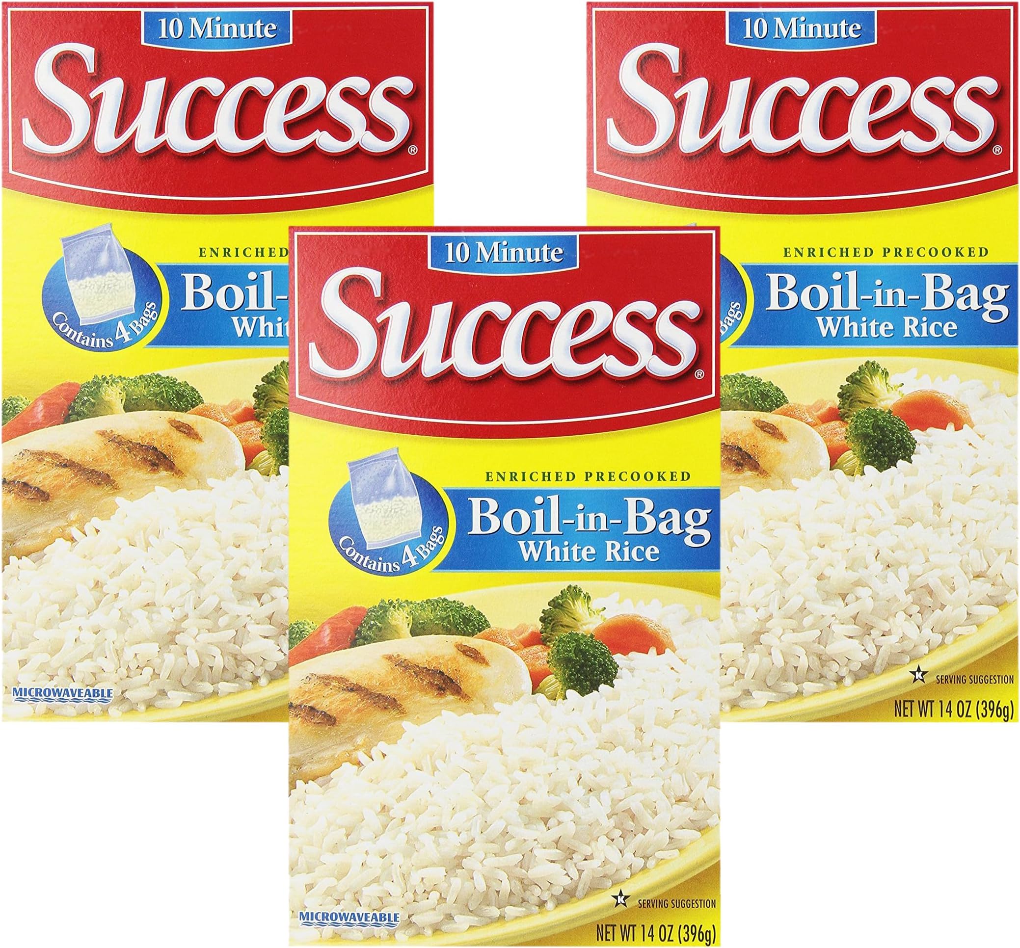 Success Boil-in-Bag Rice, White Rice, Quick and Easy Rice Meals, 14-Ounce Box (Pack of 3)