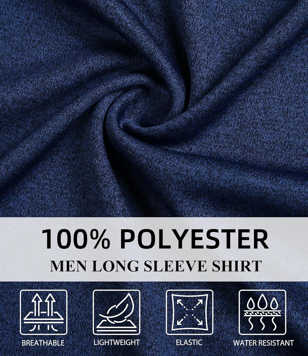 6 Pack Men Dry Fit Workout Long Sleeve Athletic Gym UPF 50+ SPF UV Sun Protection Quick Dry Lightweight Shirts - Image 7