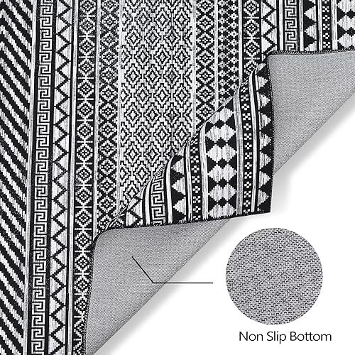 Miniatura 4 de Zacoo Alfombra marroquí de 4 x 6, lavable a máquina, delgada, con estampado geométrico, alfombra bohemia de felpilla, tapete antideslizante para