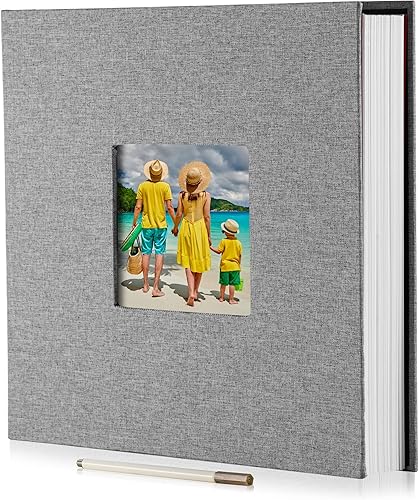 Álbum de fotos grande autoadhesivo, álbum magnético para fotos de 4 x 6, 6 x 8, 8 x 10, 60 páginas, cubierta de lino, álbum de fotos de bricolaje