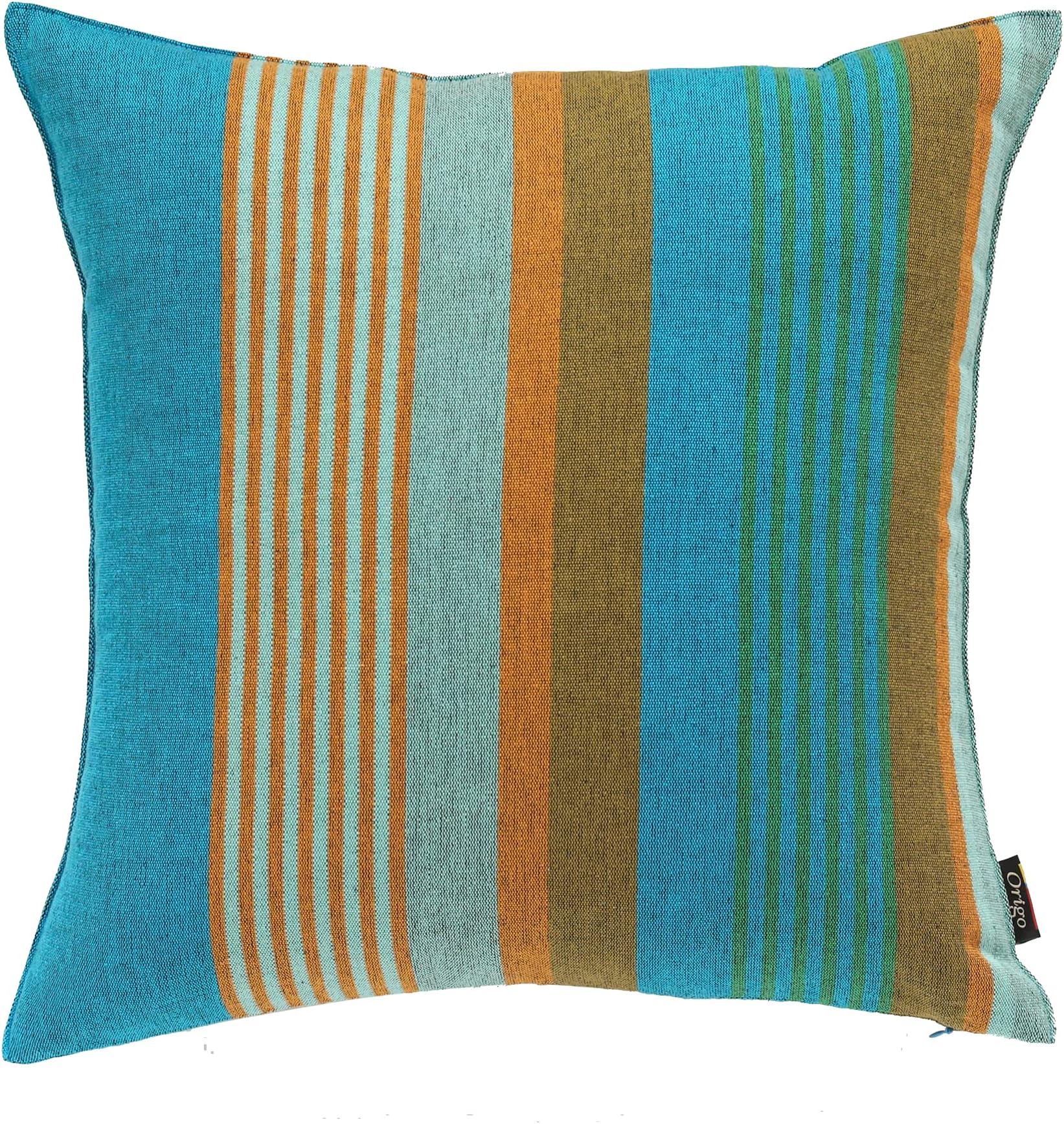 OrigoThrow Pillow Cover/100% Handloom Cotton Pillow Case, 19"x19" Stripe Pattern/Home Decorative Throw Pillow for Couch, Sofa, Bedroom, Living Room Covers (Mt. Seorak)