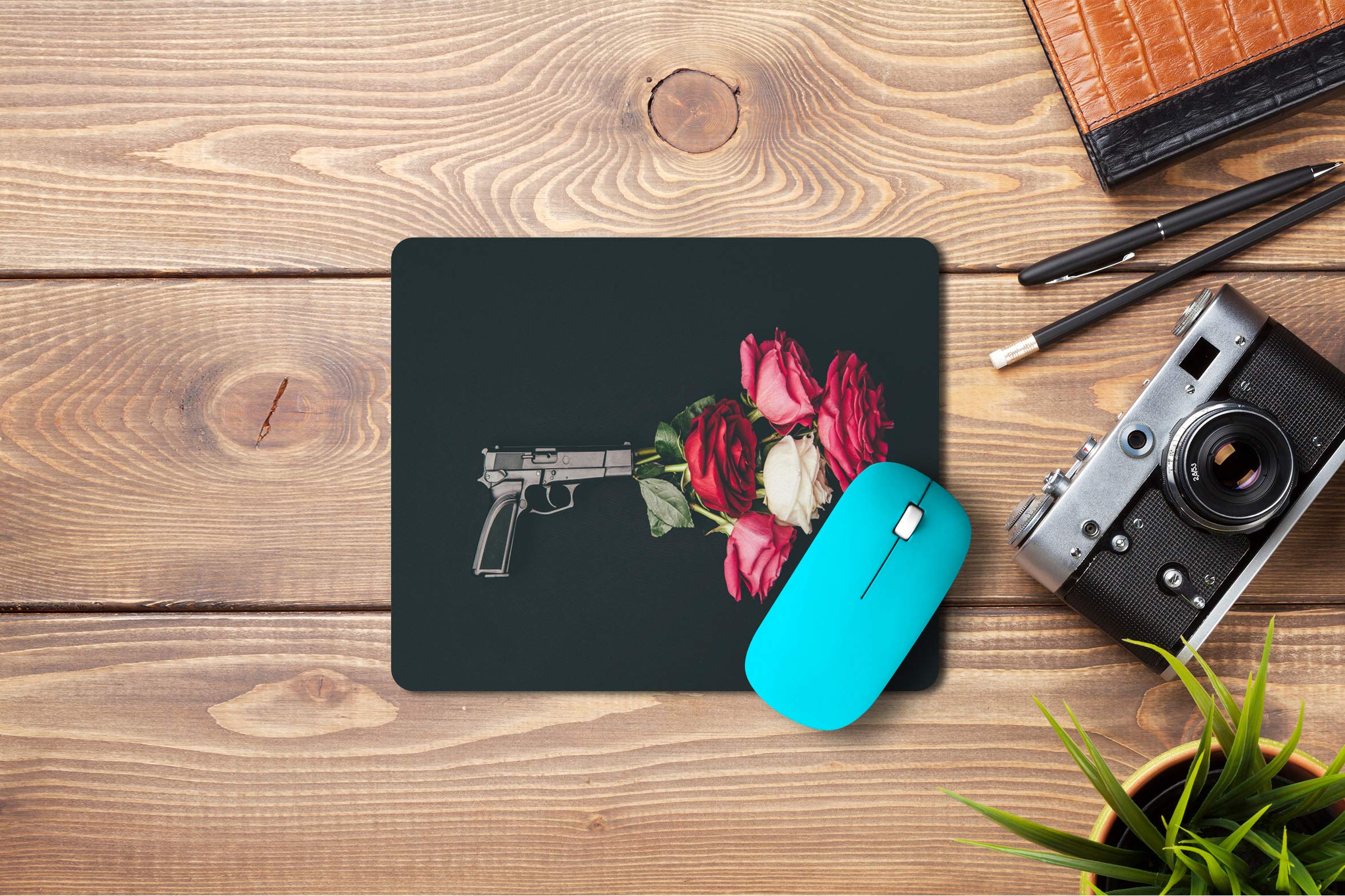 5 Ace mflower Gun msd Printed Designer Premium Rubber Base Mouse pad for Laptop|Dekstop-7x8.5 Inches