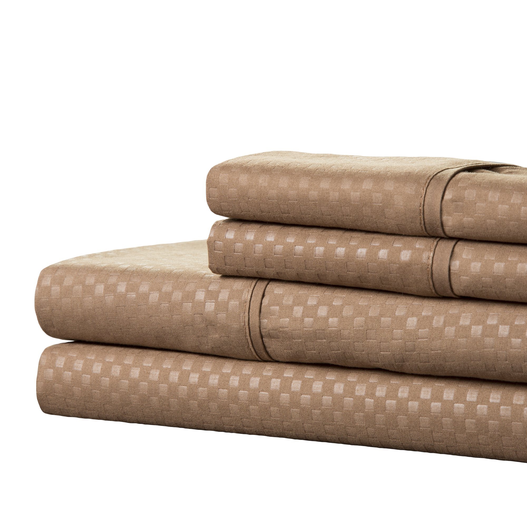Brushed Microfiber Sheets Set- 4 Piece Hypoallergenic Bed Linens with Deep Pocket Fitted Sheet and Embossed Design by Lavish Home (Taupe, Full)