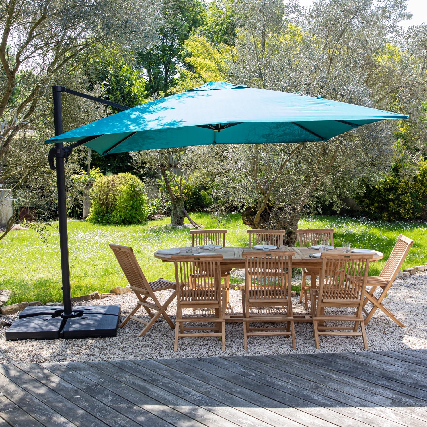 Happy Garden Wolnostojący parasol przeciwsłoneczny MOLOKAI kwadratowy 3 x 3 m + pokrowiec