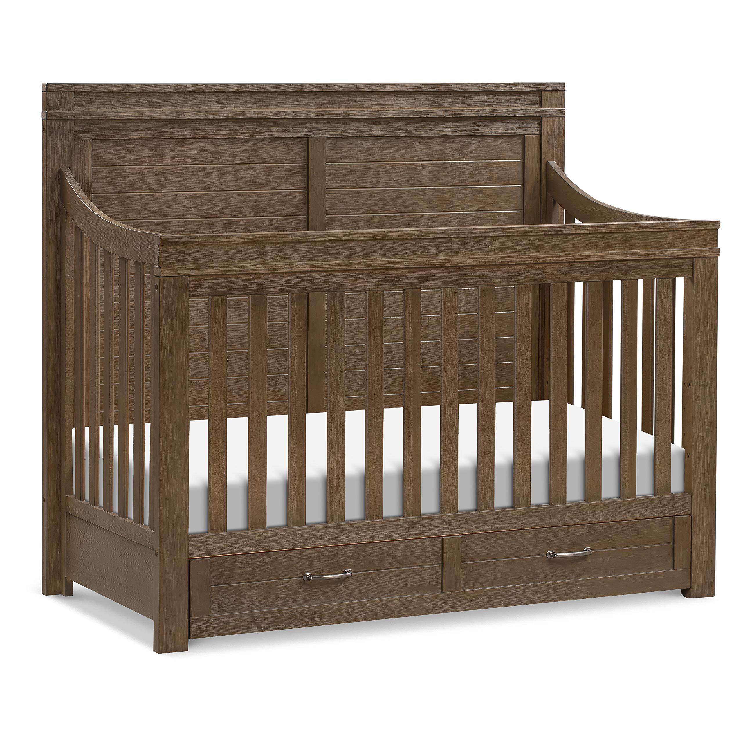 NAMESAKE Wesley Farmhouse 4-in-1 Convertible Storage Crib in Stablewood, Greenguard Gold Certified