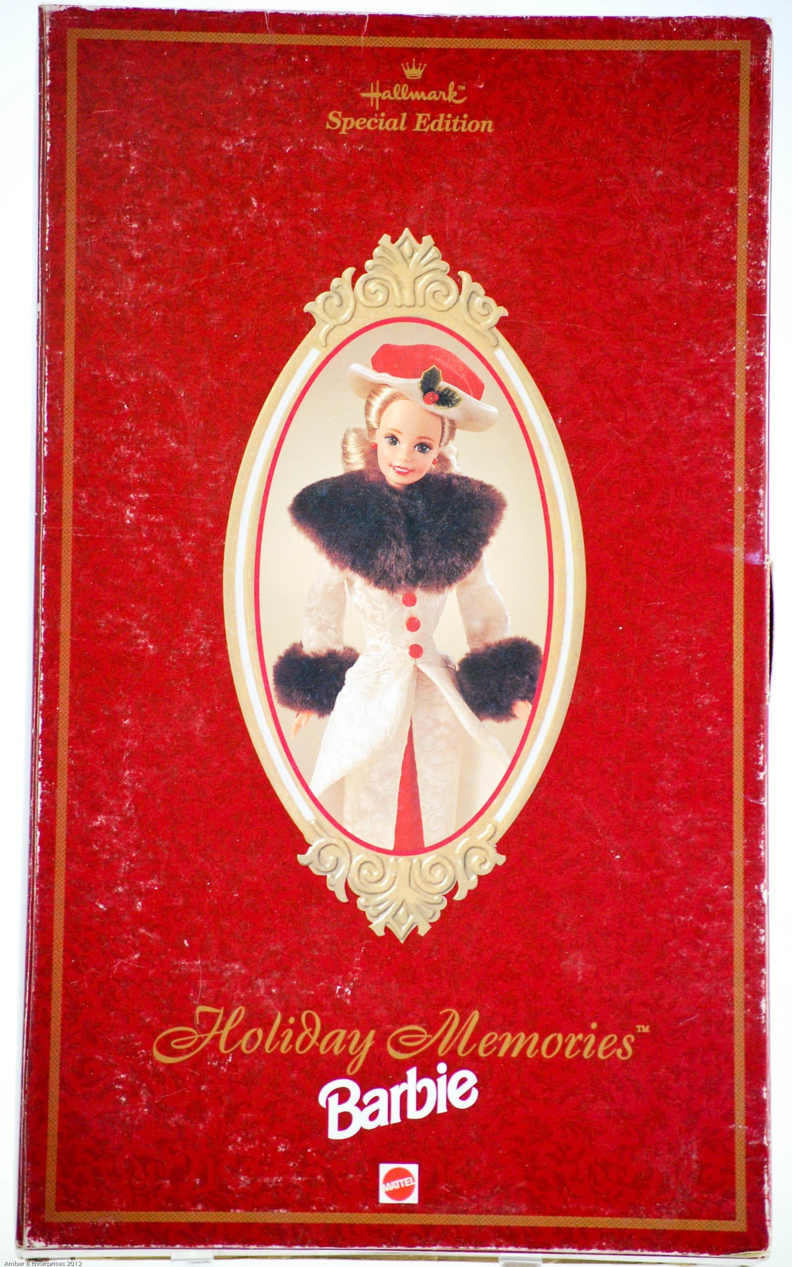Barbie Year 1995 Hallmark Special Edition 12 Inch Doll - Holiday Memories Barbie with Red Satin Dress, Flocked Coat with "Faux Fur" Collar and Sleeves, Hat, Earrings, Handring and Boots