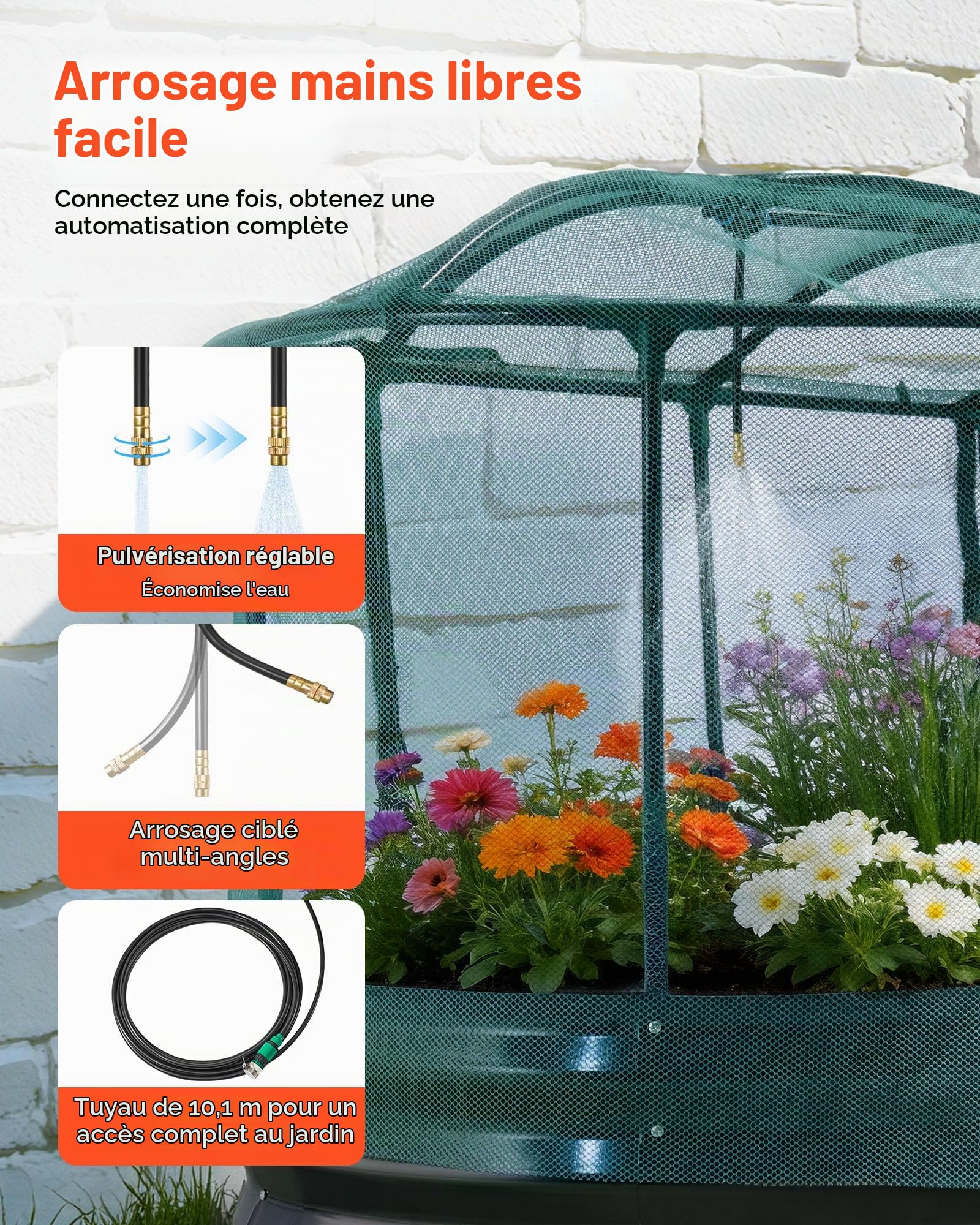 VEVOR Potager Surélevé Métal 180x90x30 cm Carré Potager Surélevé à Arrosage Auto Lit de Jardin Ovale pour Culture Légumes Fleurs, Fond Ouvert, Galvanisé Aluminium-Zinc, avec Housse Filet, Gris Foncé