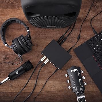 LyxJam 2x2 USB Audio Interface with ASIO Driver and Creative Software Bundle with LP Professional Microphone Kit, Shock Mount & Cables, Recording Headphones, Eris E3.5 Studio Monitors