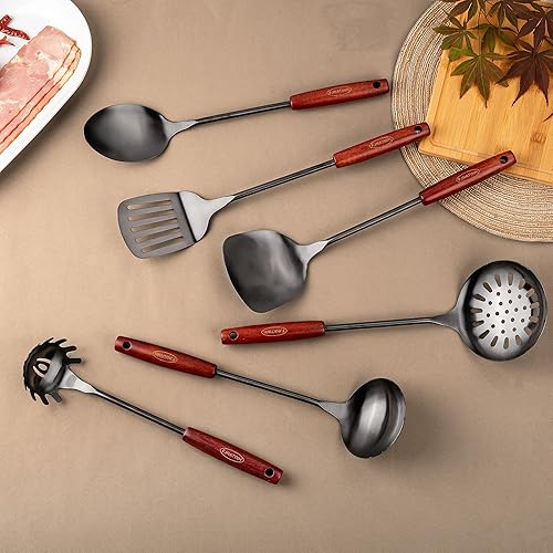 Miniatura 3 de FJNATINH Juego de utensilios de cocina de acero inoxidable 304 - 6 piezas Juego de espátulas para wok Herramientas de cocina Espátula, cucharón de