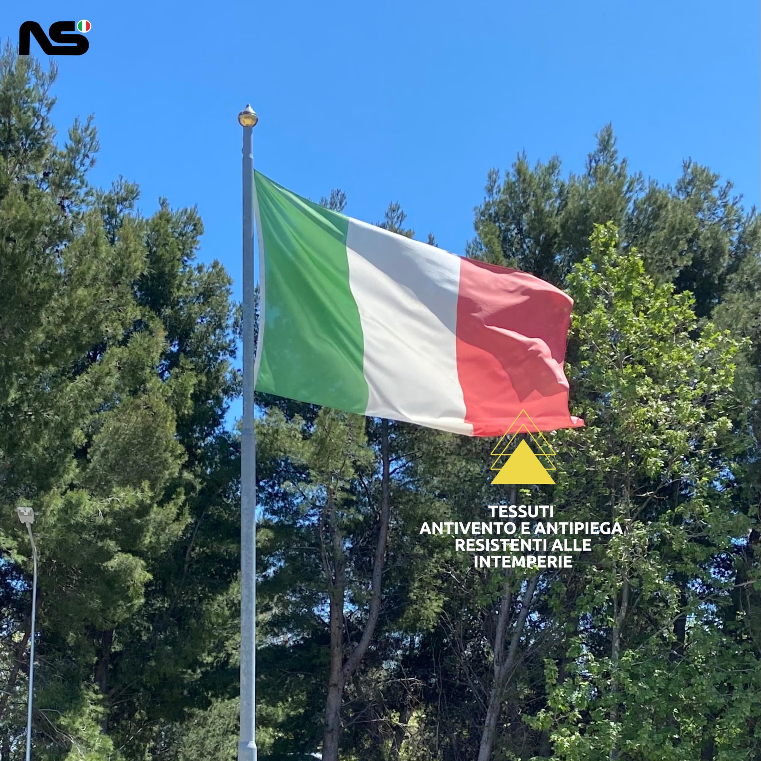 NS Bandiere | Set 2 Bandiere Italia-Europa cm 150x225 in Tessuto Poliestere Nautico 130gr con Corda