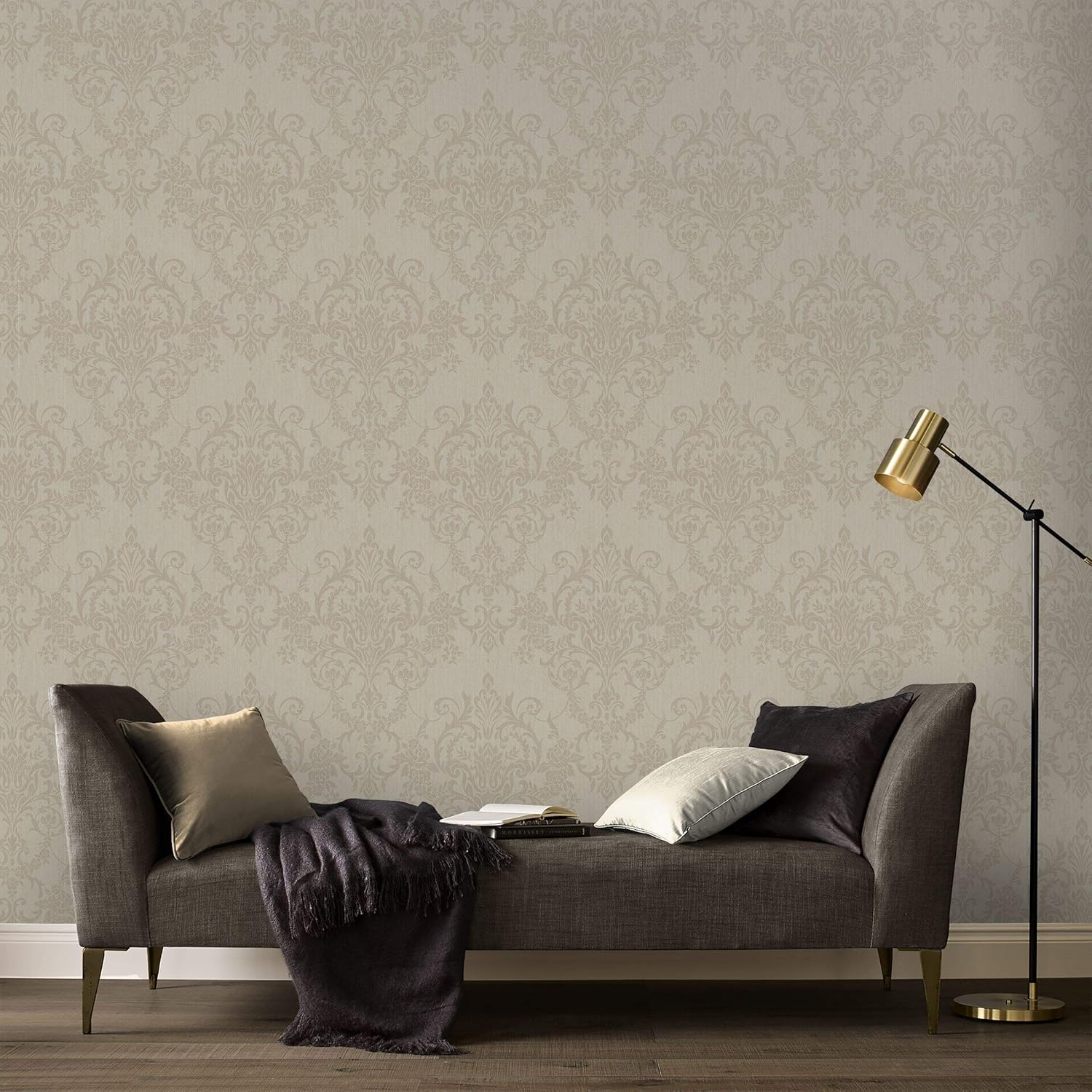 Superfresco Easy Rose Gold Victorian Damask wallpaper,1000cm length x