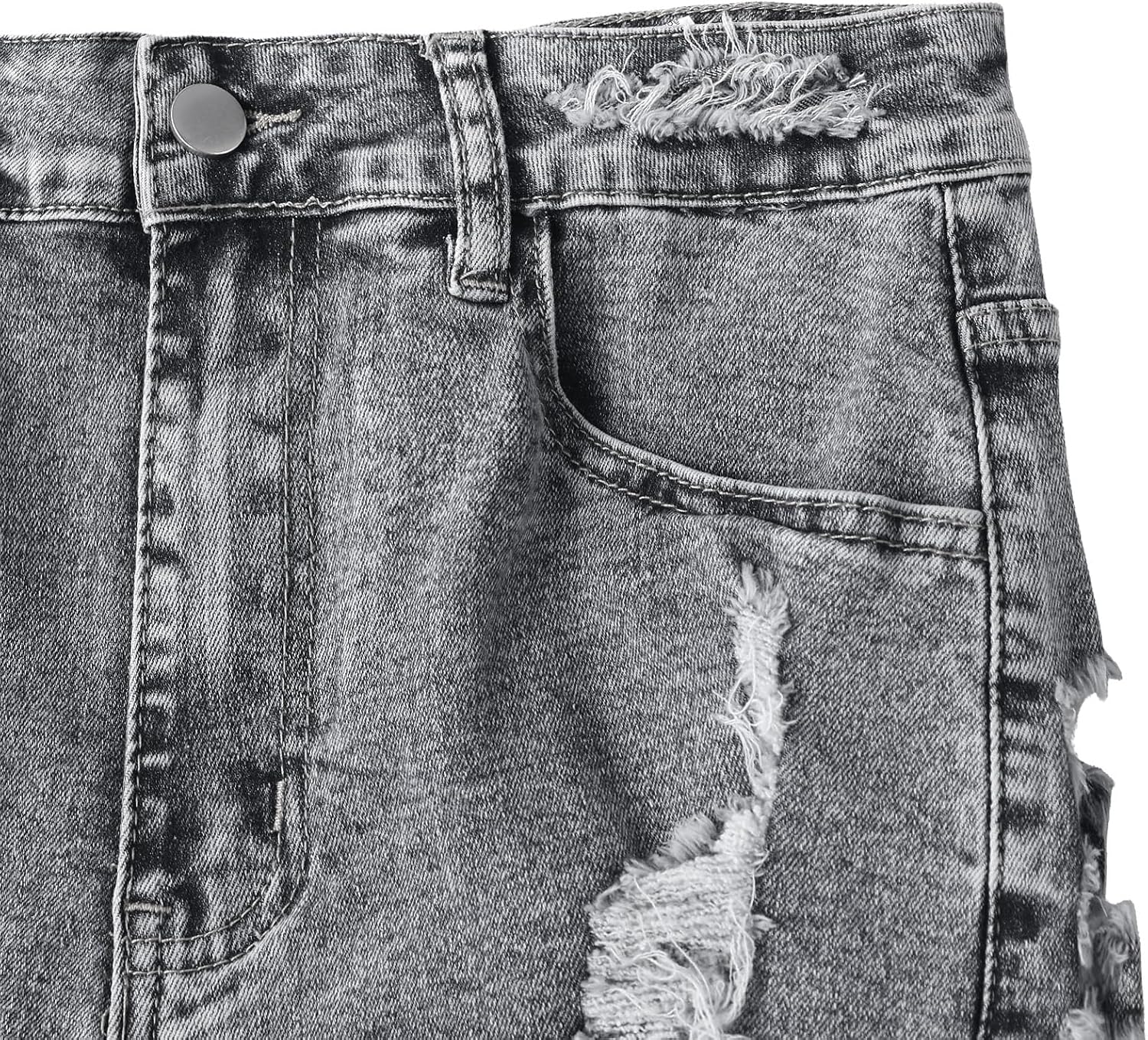 SOFIA'S CHOICE Women's Ripped Distressed Denim Shorts High Waisted Stretchy Skinny Mini Jean Shorts - Image 4