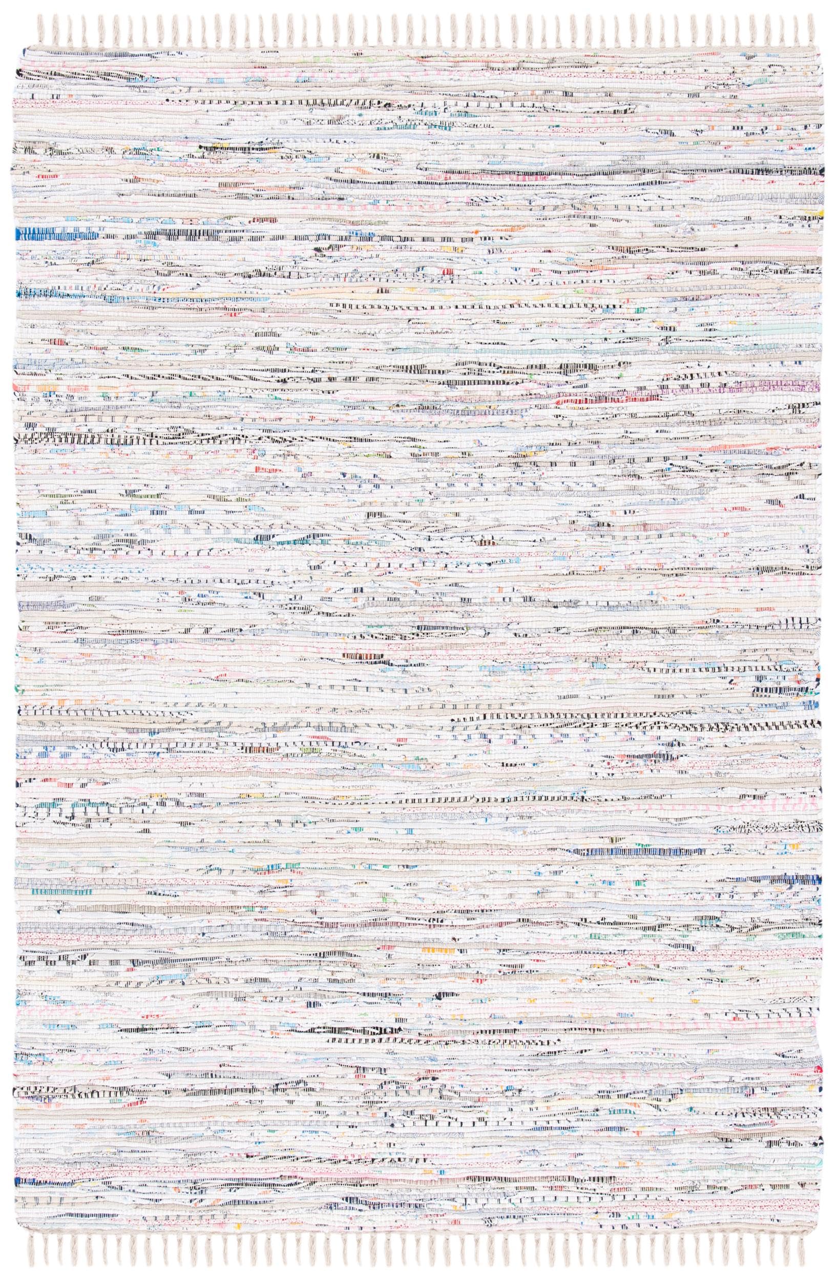 SAFAVIEH Rag Rug Collection Accent Rug - 2'6" x 4', Ivory & Multi, Handmade Boho Stripe Cotton, Ideal for High Traffic Areas in Entryway, Living Room, Bedroom (RAR121G)