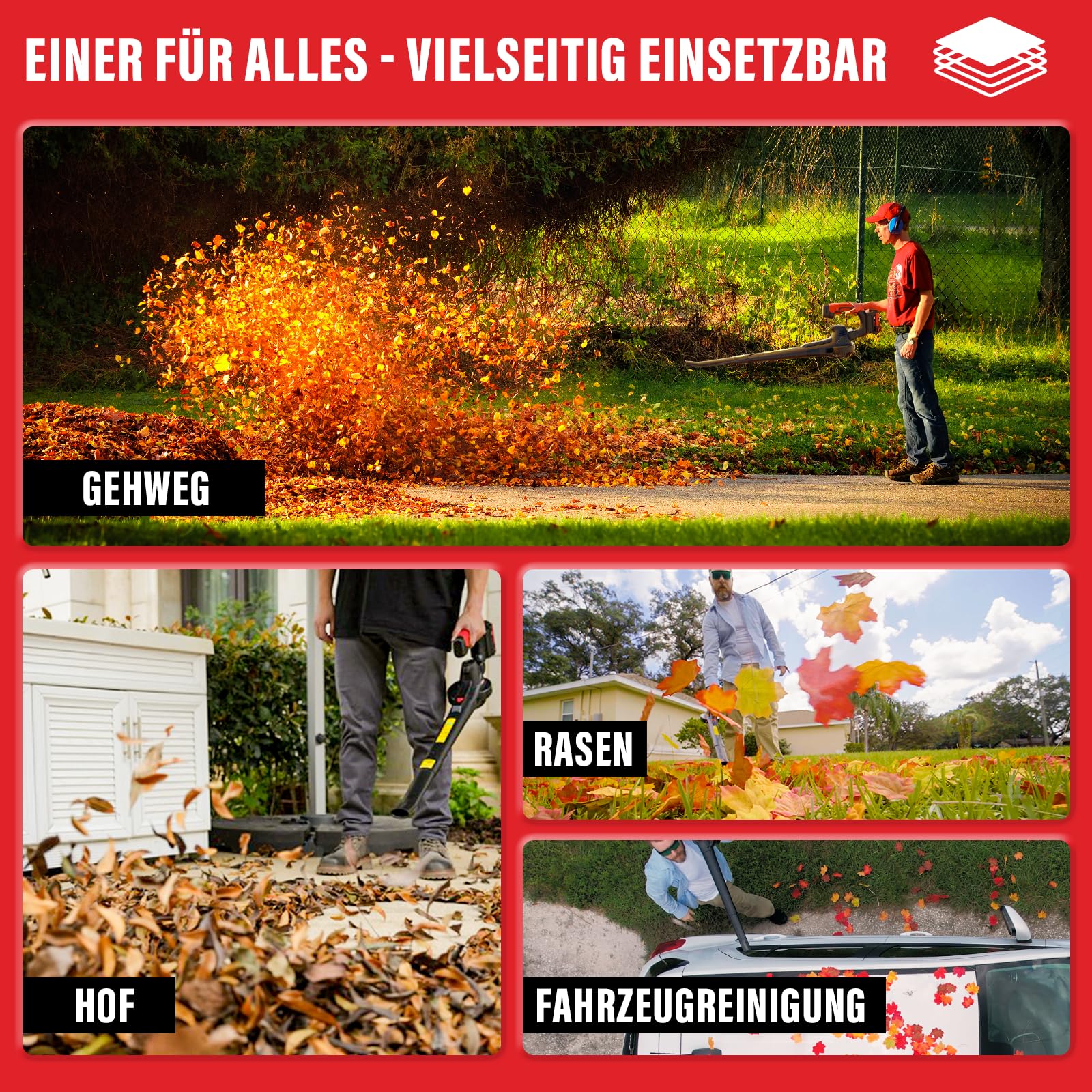 MZK 20V Akku-Laubbläser, 210 km/h & 770 m³/h Laubgebläse, Ultra-Leichter Laubpuster für Garten & Terrasse (Inkl. 2X 2.0Ah Akkus & Ladegerät)