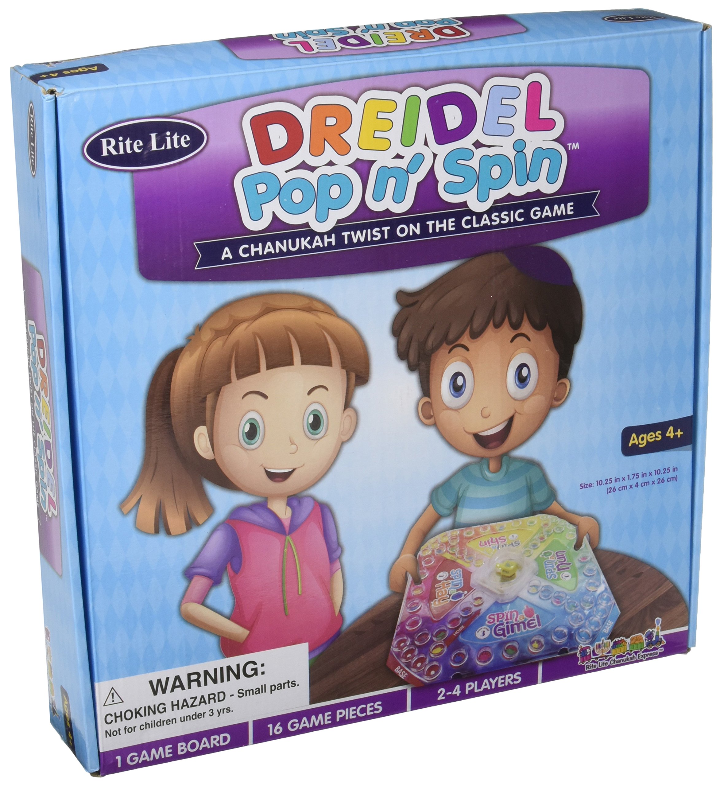 Rite LiteDreidel Pop & Spin Hanukkah Board Game - Chanukah Gifts Decorations Goodie Bag Rewards Jewish Holiday Party Favors Gift Set for Kids Judaica