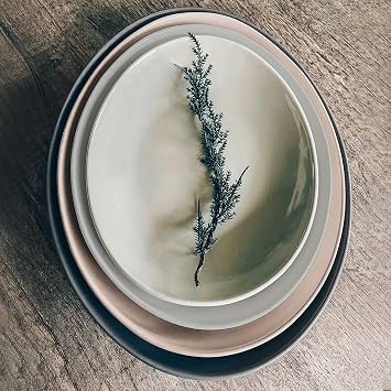 Mora Ceramic Large Serving Bowls- Set of 2 Oval Platters for Entertaining. Modern Kitchen Dishes for Dinner, Fruit, Salad, Turkey, etc. Oven, Dishwasher Safe, 55/35 oz, 13.5 / 11.8 - Neutrals