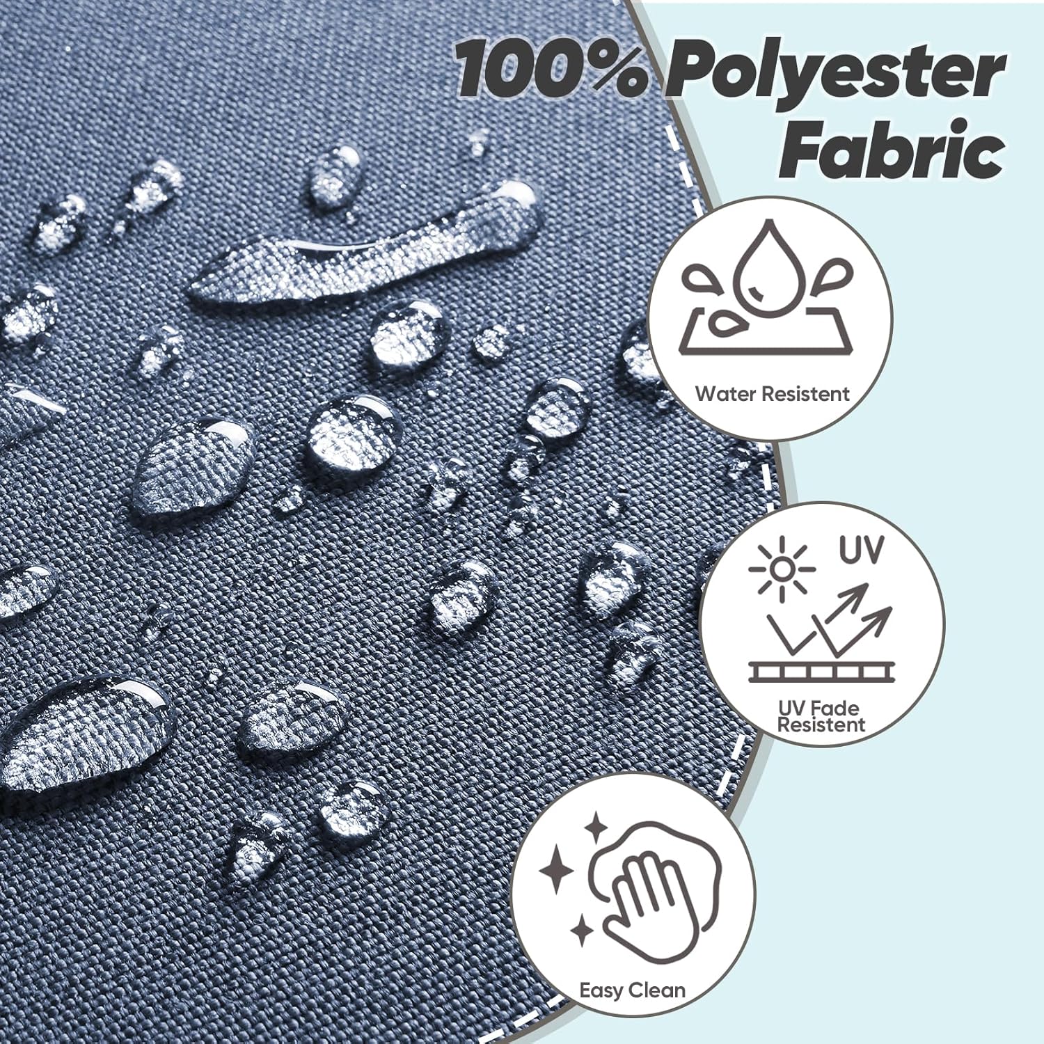 Rilyson Patio Cushions for Outdoor Furniture - 22×24 Inches High Back and Deep Seating Outdoor Cushion for Patio Chairs Sofa Couch Loveseat Water Resistant(Blue/2 Set/No Button)