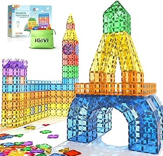 118-piece Magnetic Tiles Set, STEM Educational Building Blocks for Kids, Magnet Construction Toys for 3+ Year Old Boys & Girls, Ideal Toddler Toys for Birthday