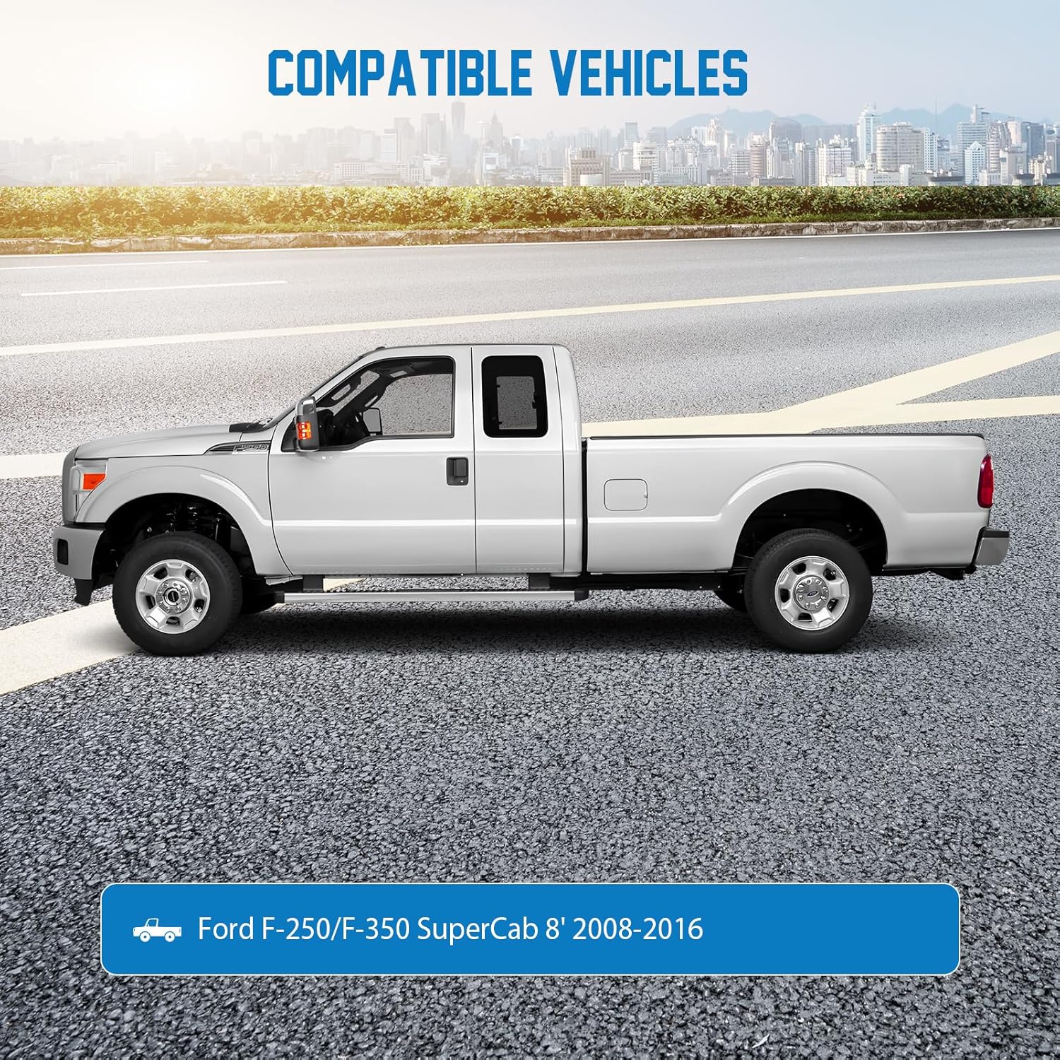 Waterproof Truck Cover for Ford F-250 / F-350 Super Duty SuperCrew 6.75' (2008-2022) & SuperCab 8' (2008–2016) – All-Weather Outdoor Pickup Cover with Zipper Door & Windproof Straps, Sun UV Protect