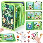 Busy Book for Toddlers 1-3, Montessori Toys Busy Board for 1 Year Old with Fishing Game Finger Puppet Motor Skill, Quiet Airplane Travel Essential Activities 1 2 3 Christmas Birthday Gift Boy Girl