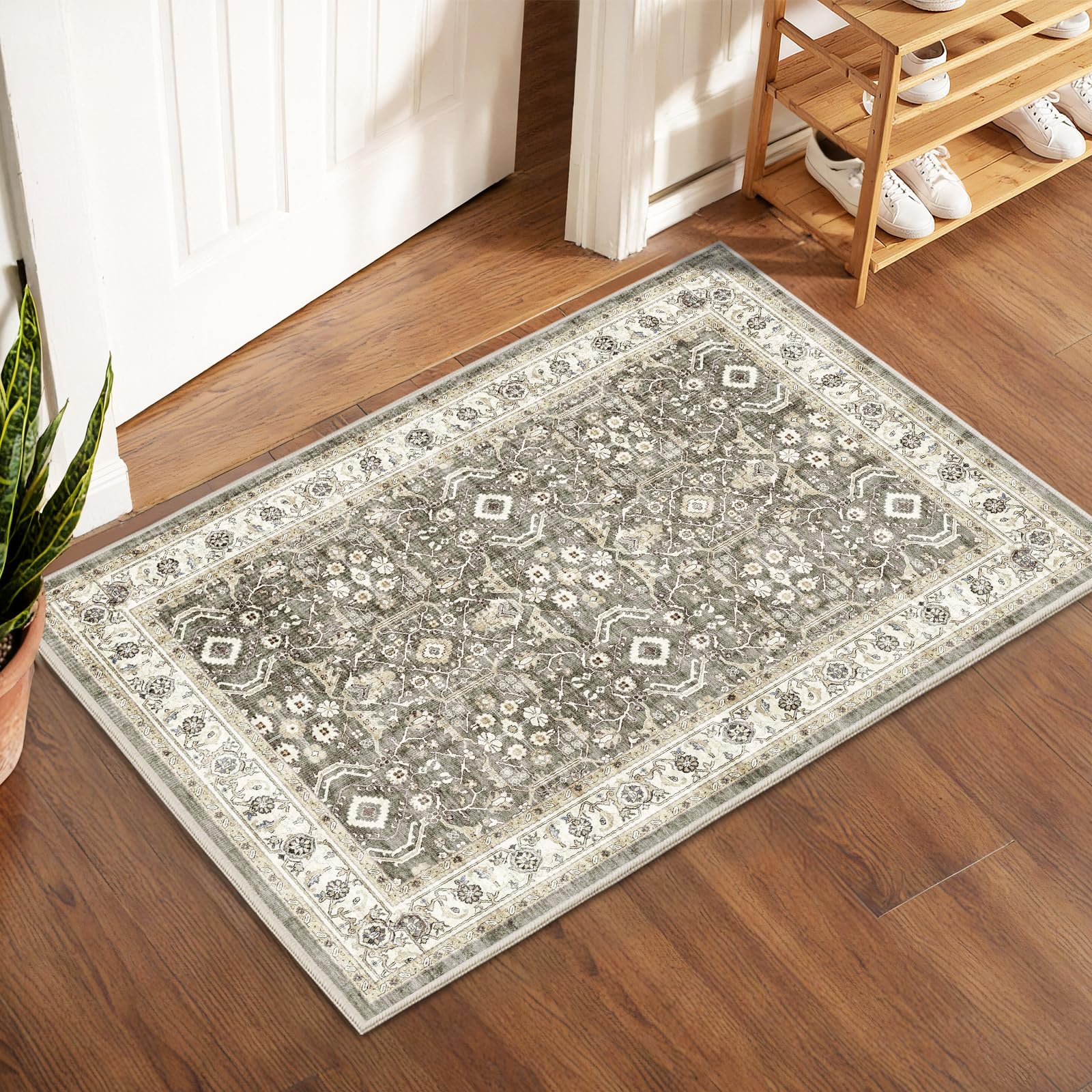WITSHOCK Door Mat Indoor Entrance 2x3 Machine Washable Non Slip Backing Mat Soft Foldable,Vintage Rugs Mats, Throw Rugs for Front Door, Entryway Rug,