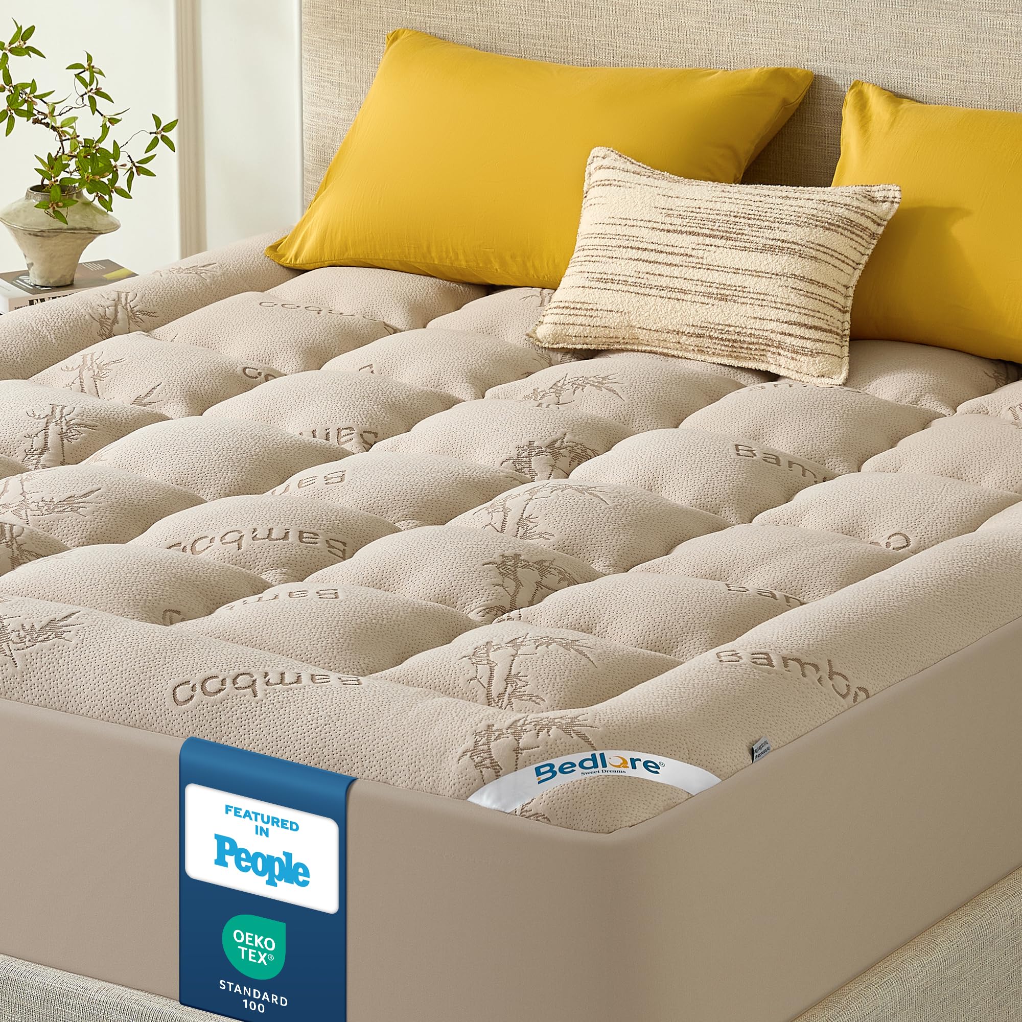 BEDLORE King Size Mattress Topper,Viscose Derived from Bamboo Mattress Pad — image 1