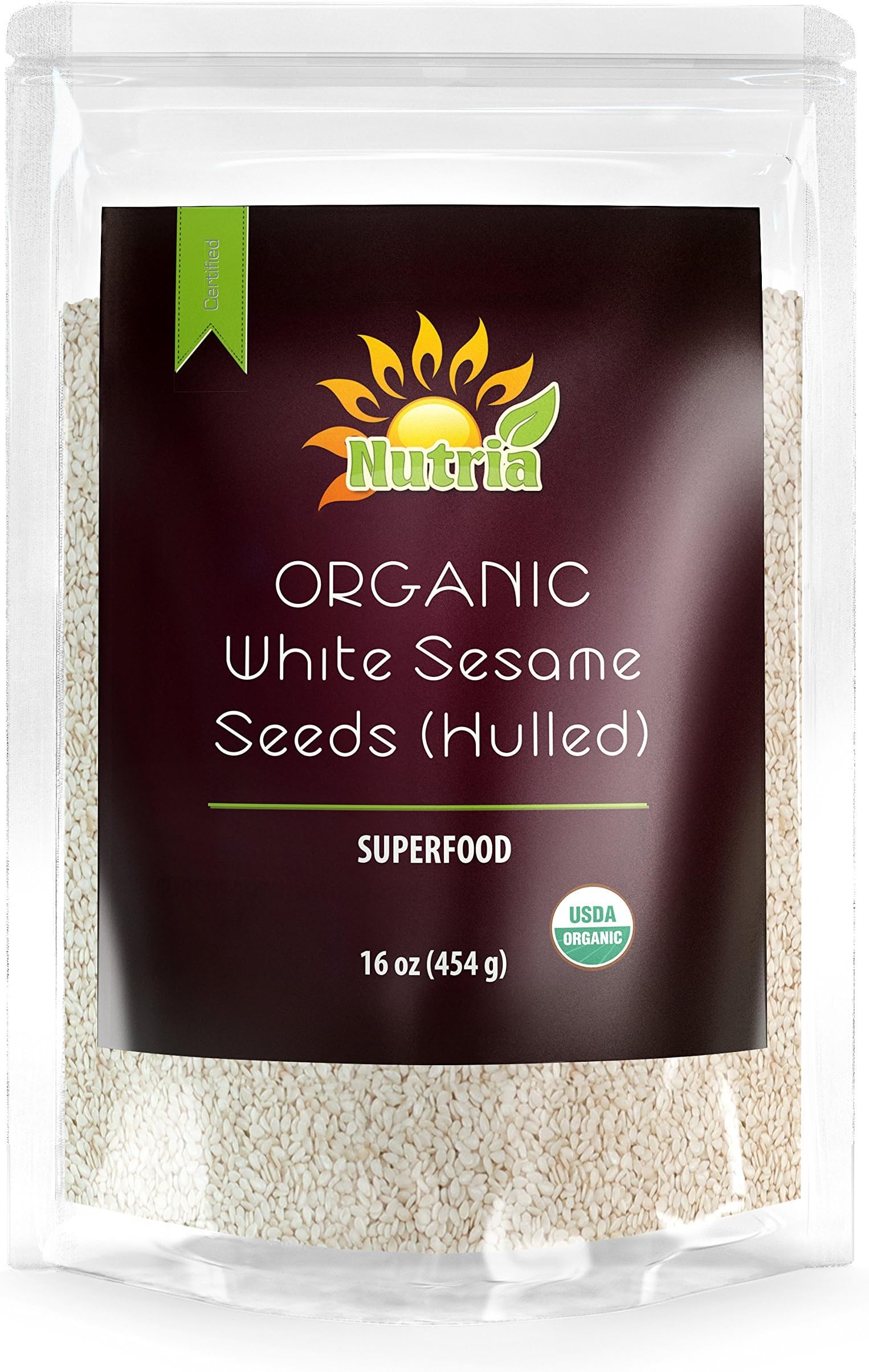 Nutria Organic White Sesame Seeds, 16 oz, 1 lb