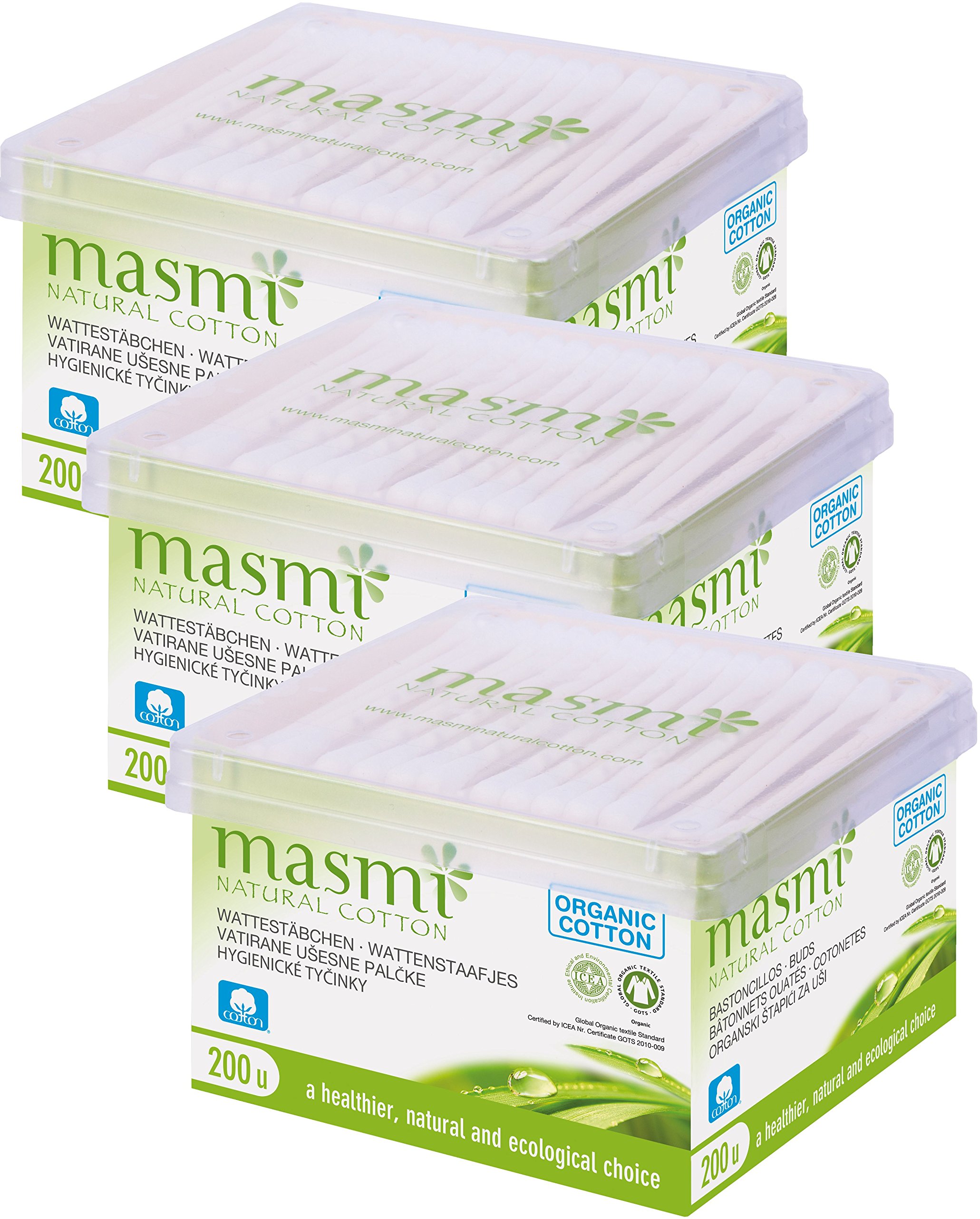 Masmi Natural Cosmetics Organic Cotton Pack of 3 x Pack of 200)