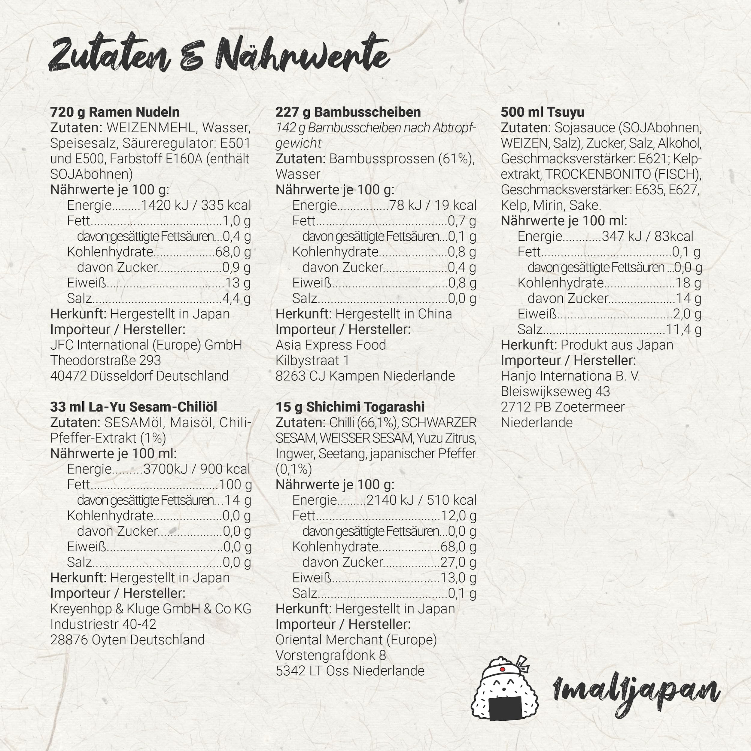Ramen Kochset für japanische Nudelsuppe – für 8 Portionen, 6-teilige DIY Ramen Box, inkl. Anleitung für Shoyu Ramen, Geschenkidee, auch für Einsteiger
