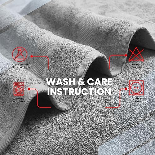 Miniatura 67 de Infinitee Xclusives Juego de 4 toallas de baño blancas de alta calidad para baño (27 x 54 pulgadas), toallas de baño 100% algodón hilado en anillo