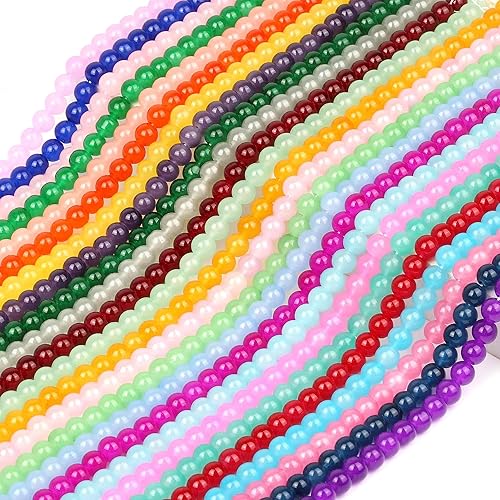 Miniatura 5 de 1250 cuentas de vidrio de 0.315 pulgadas para hacer joyas, cuentas para hacer pulseras, cuentas redondas sueltas de cristal para hacer pulseras,