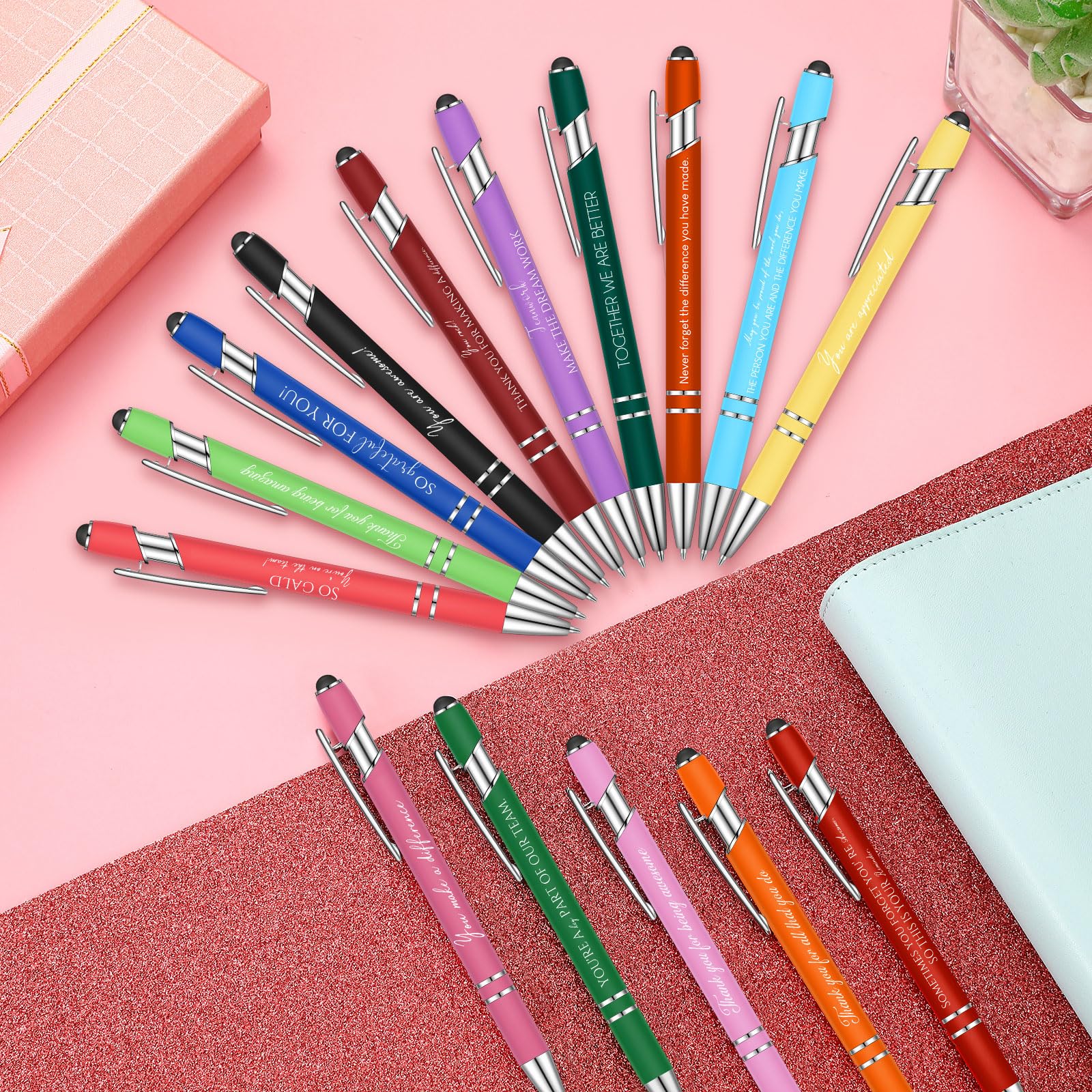 Faccito 30 Pcs Inspirational Ballpoint Pens Motivational Quotes Pen with Stylus Tip Inspirational Positive Encouraging Black Ink Novelty Thank You Gifts for Adults(Inspirational) - Image 2