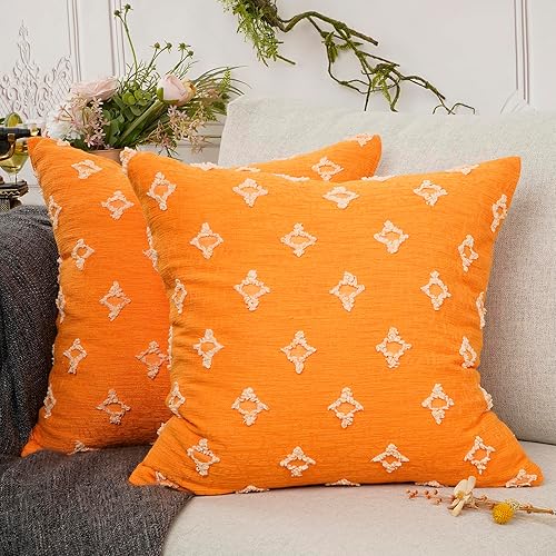 Miniatura 1 de YOUR SMILE Juego de 2 fundas de almohada decorativas de jacquard rómbico, funda de cojín cuadrada suave para sofá, cama, dormitorio, sala de estar