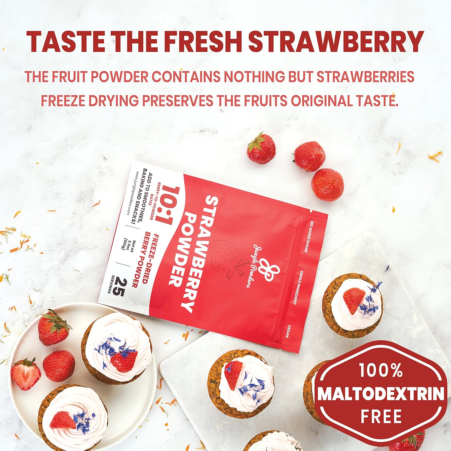 Jungle Powders Raspberry And Strawberry Powder Bundle 3.5oz 100% Natural Non GMO Vegan Friendly Pink Freeze Dried Raspberry and Strawberry Powder, Red Berry Superfood Concentrate