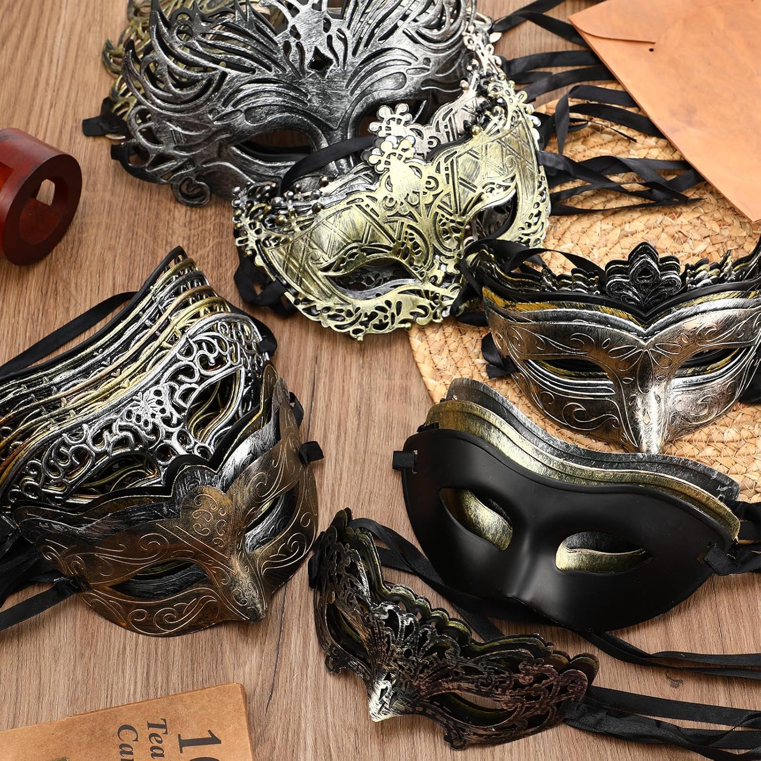 Hotop 96 Pcs Couple Masquerade Mask Venetian Mardi Gras Mask Halloween Carnival Props for Adults Costume Ball Party Cosplay