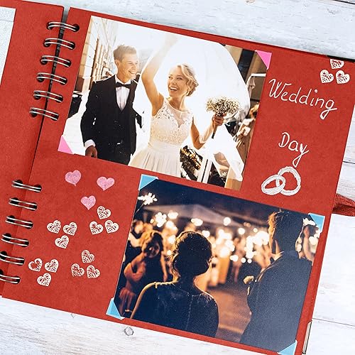 Vista 193 de Bstorify Álbum de recortes de 10 x 10 pulgadas, 70 páginas, protectores de esquina de papel kraft grueso negro, cierre de cinta, ideal para tus