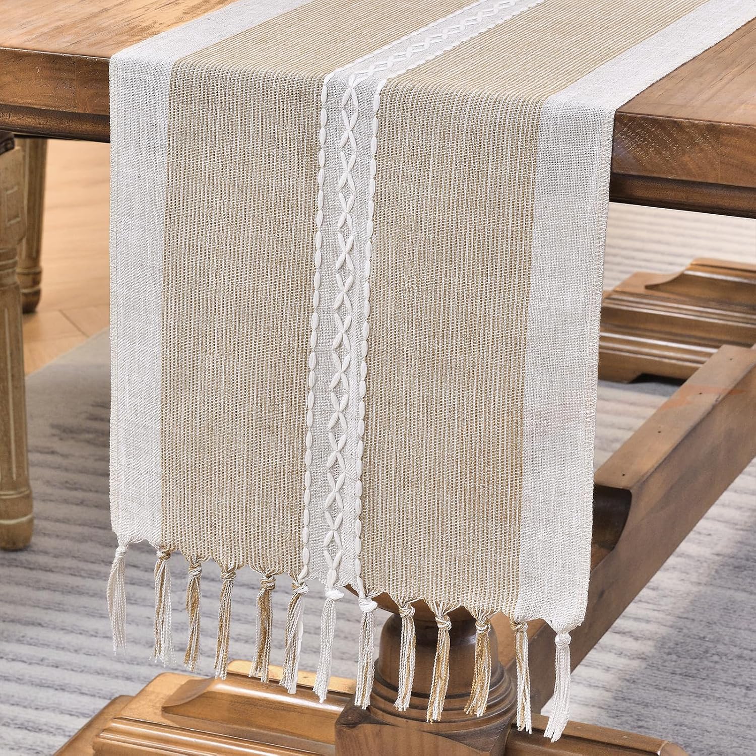 Wracra Embroidery Cotton Linen Table Runner Indoor Outdoor Farmhouse ...