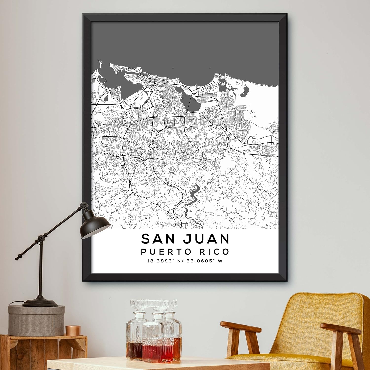 Map of San Juan, Puerto Rico, Light 2 (18x24)