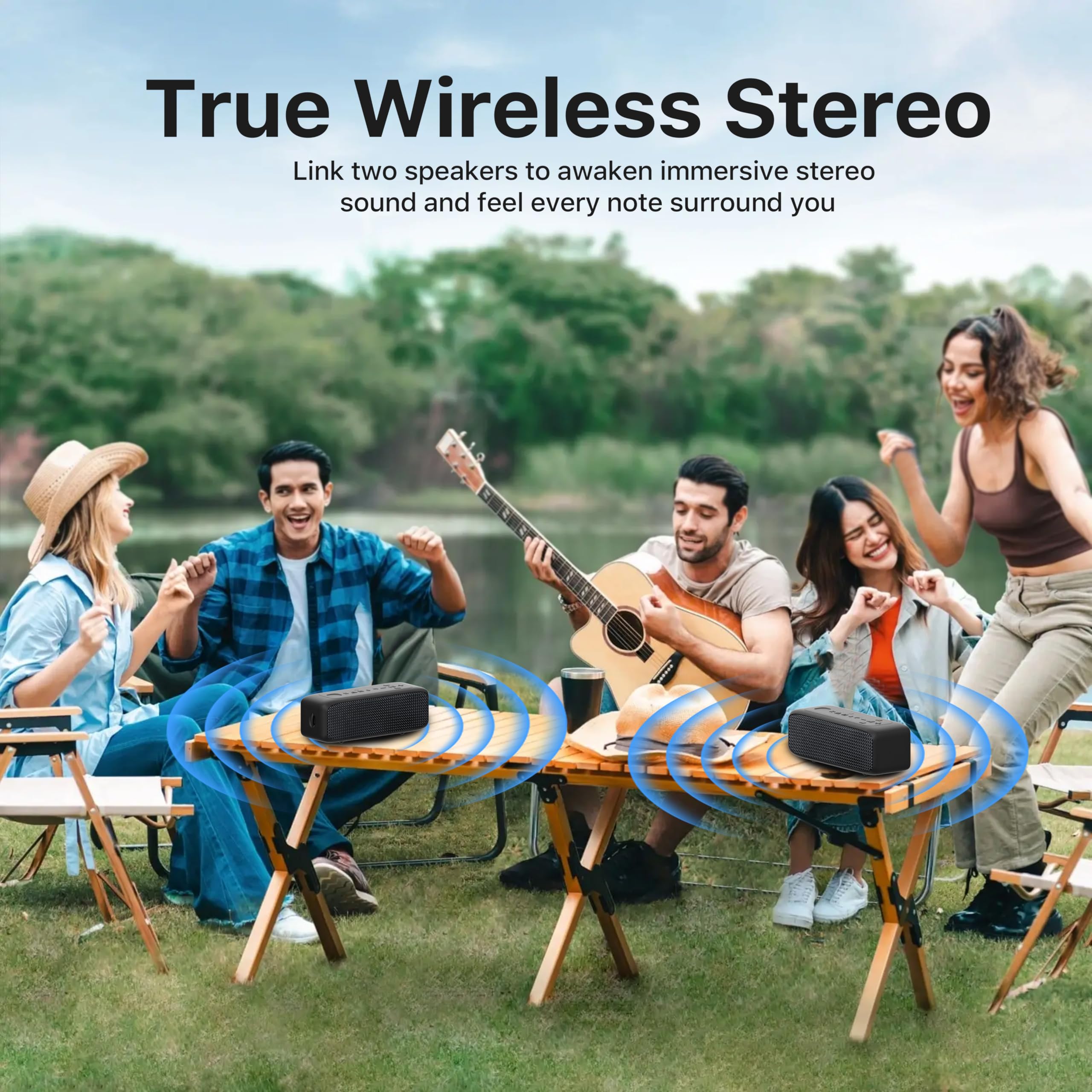 NOBIS Cassa Bluetooth 20W, Cassa Bluetooth Portatile IP68, Fino A 24H Di Riproduzione, Accoppiamento TWS, Bluetooth 6.0, Modalità EQ, Chiamate Vivavoce Con Controllo App Per Esterno e Casa